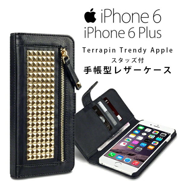 【セール！】【ゆうパケット対応】Terrapin Trendy Apple iPhone 6/ 6S 6 Plus/6S Plus スタッズ付 お財布内蔵 手帳型 レザーケース 財布付 スマホケース スマホカバー アイフォン6 6S