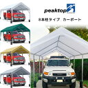 【在庫有り】Peaktop Outdoor カーポート (8本柱タイプ) 3×6m 車庫 ガレージ テント タープテント タープ パイプ車庫 大型 イベント キャノピー 日よけ バーベキュー 庭 屋外 スチール製 Peaktop Outdoor 10 x 20 ft Upgraded Heavy Duty Carport Car Canopy