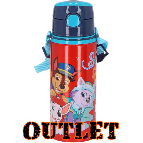 【アウトレット】水筒 キッズ ストロー 600ml パウパトロール ウォーターボトル 《レッド》 ワンプッシュ プッシュ式 子供用 ウォーター ボトル ストロー付 ストラップ付 アルミニウム製 子供 男の子 女の子 保育園 幼稚園 通園 おでかけ 持ち手付 Paw Patrol Water Bottle