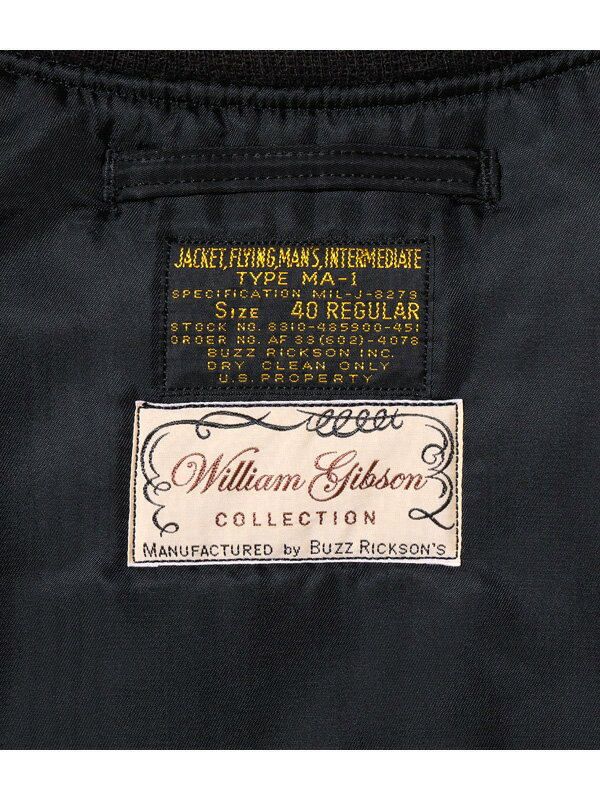 BUZZ RICKSON'S WILLIAM GIBSON バズリクソンズ MA-1 BUZZ RICKSON'S WILLIAM GIBSON バズリクソンズ MA-1