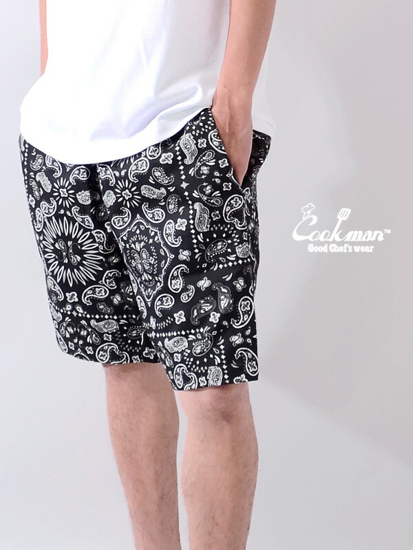 COOKMAN クックマン シェフパンツ ショートパンツ chef pants ブラックペイズリー メンズ レディース 男女兼用 おしゃれ Chef Short Pants Paisley ショーパン ハーフパンツ コックマン 231-01884 231-32941 父の日 ギフト プレゼント