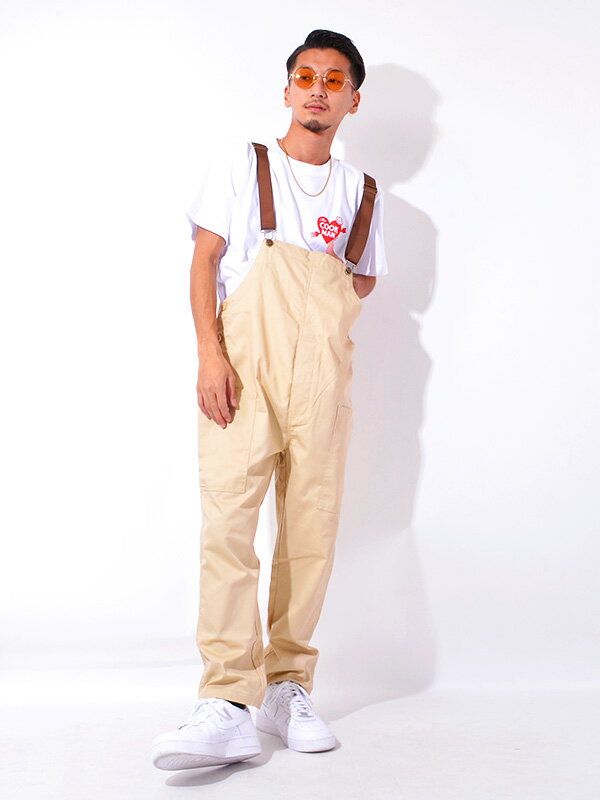 COOKMAN クックマン オーバーオール メンズ レディース 大きいサイズ おしゃれ かわいい ゆったり ユニセックス 男女兼用  Fisherman's Bib Overall Sand ベージュ フィッシャーマンズ ビブ オーバーオール コックマン ロールアップ  231-03855