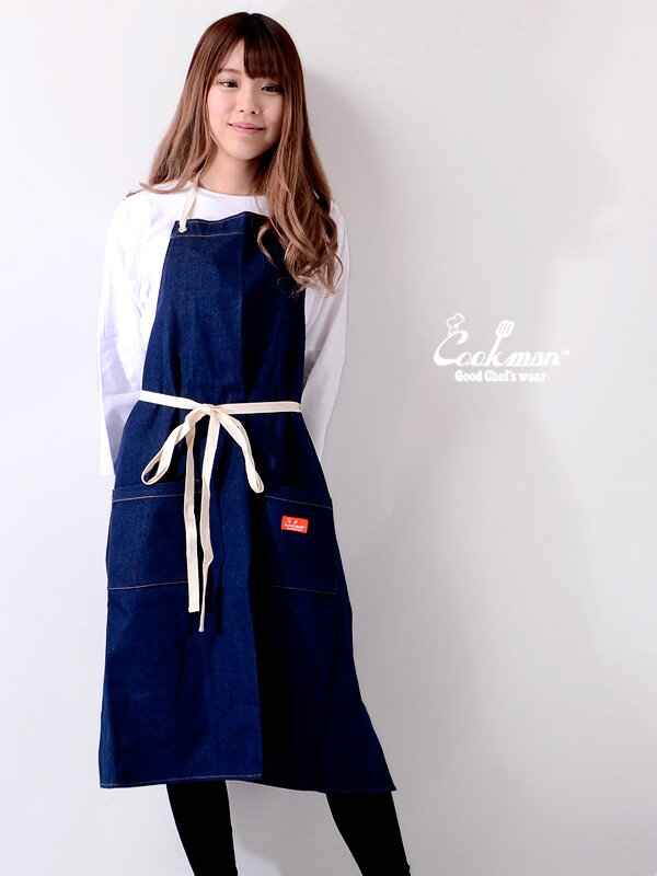 【ネコポス送料無料】COOKMAN クックマン エプロン おしゃれ かわいい ブランド ロング レディース メンズ ユニセックス Long Apron Denim デニム 前掛け DIY 日曜大工 料理 カフェ ショップエ…