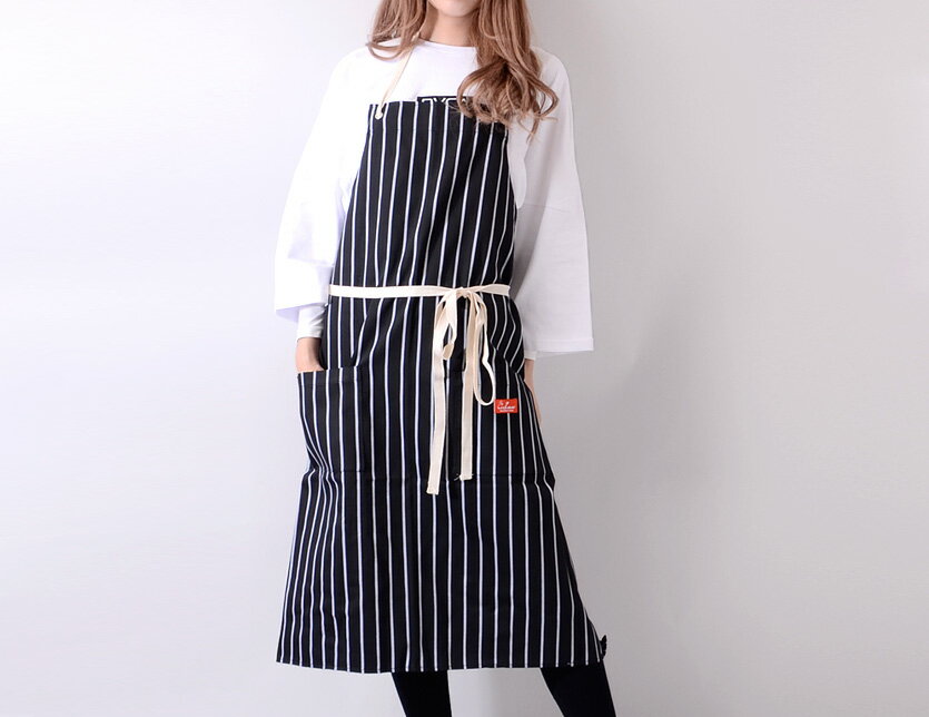 Cookman クックマン エプロン おしゃれ かわいい ブランド ロング レディース メンズ ユニセックス 男女兼用 Long Apron Stripe ストライプ ブラック 前掛け Diy 日曜大工 キッチン 料理 バーベキュー カフェ ショップエプロン 233