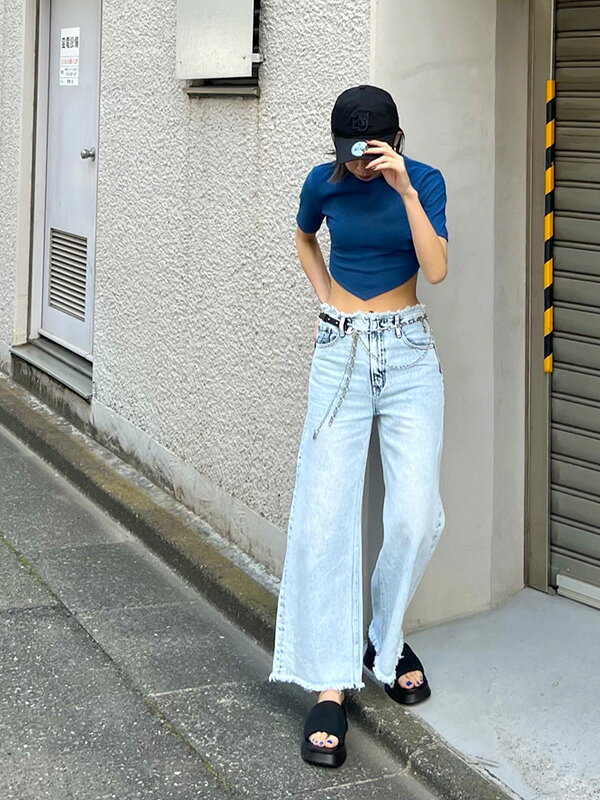 EMODA エモダ デニム レディース カットフリンジルーズジーンズ