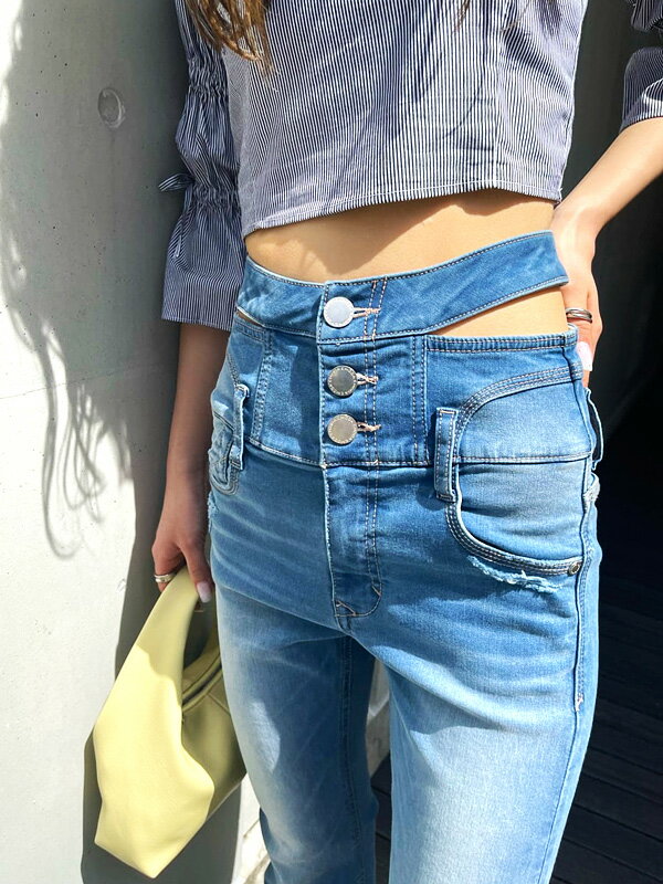 EMODA エモダ デニムパンツ レディース サイドオープン ハイ EMODA エモダ デニムパンツ レディース サイドオープン ハイ