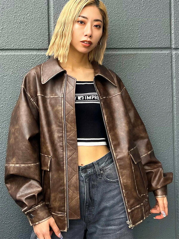 EMODA エモダ ヴィンテージ ライク オーバー ブルゾン フェイク EMODA エモダ ヴィンテージ ライク オーバー ブルゾン フェイク