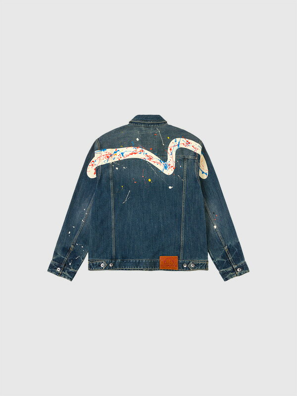 Rakuten - EVISU エヴィス ジーンズ デニムジャケット 大黒 スプラッシュ プリーツ ブラウス Gジャン SPLASH DAICOCK PRINTED DENIM JACKET 2ESHTM6DJ1010