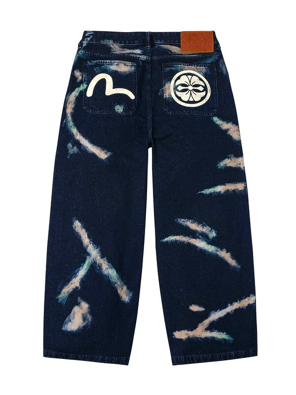 EVISU エヴィス ジーンズ カモメ 家紋 タイダイ デニム パンツ ワイド
