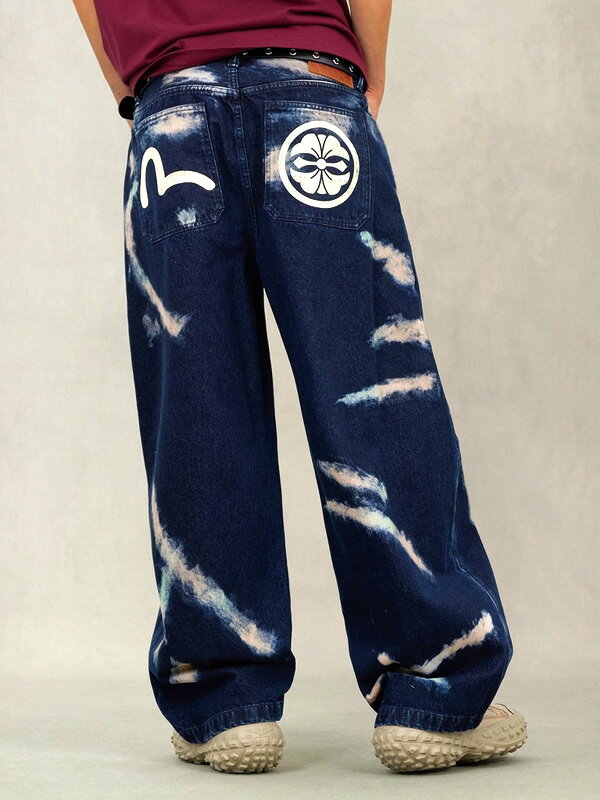 EVISU エヴィス ジーンズ カモメ 家紋 タイダイ デニム パンツ ワイド
