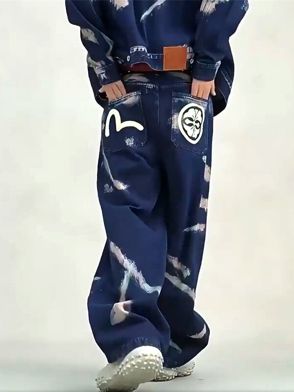 EVISU エヴィス ジーンズ カモメ 家紋 タイダイ デニム パンツ ワイド