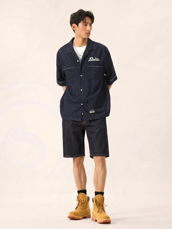 EVISU エヴィス ジーンズ デニムショーツ カモメ プリント ボタン