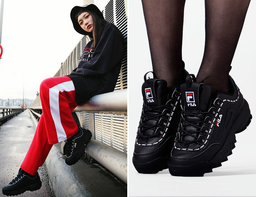 FILA フィラ スニーカー レディース メンズ ユニセックス 厚底 黒 ブラック おしゃれ ダッドシューズ ダッドスニーカー