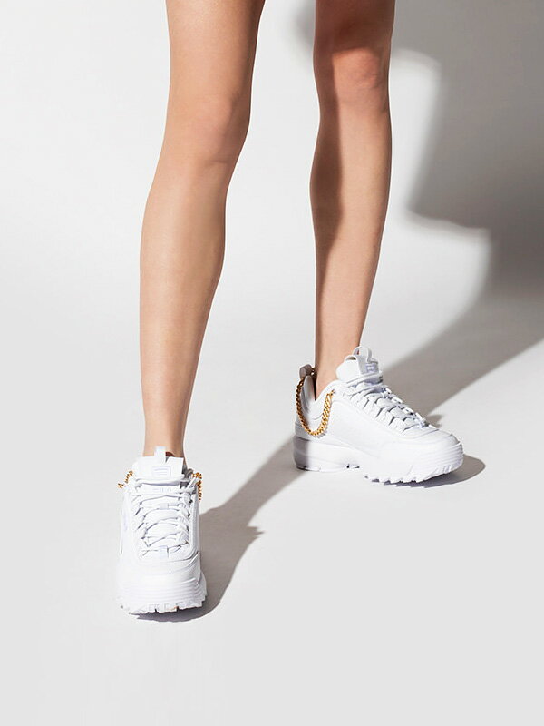 【FILA】フィラ 限定 超厚底スニーカー 24cm ゴールドチェーン付き FILA フィラ スニーカー 厚底 ハイカット レディース メンズ ダッド