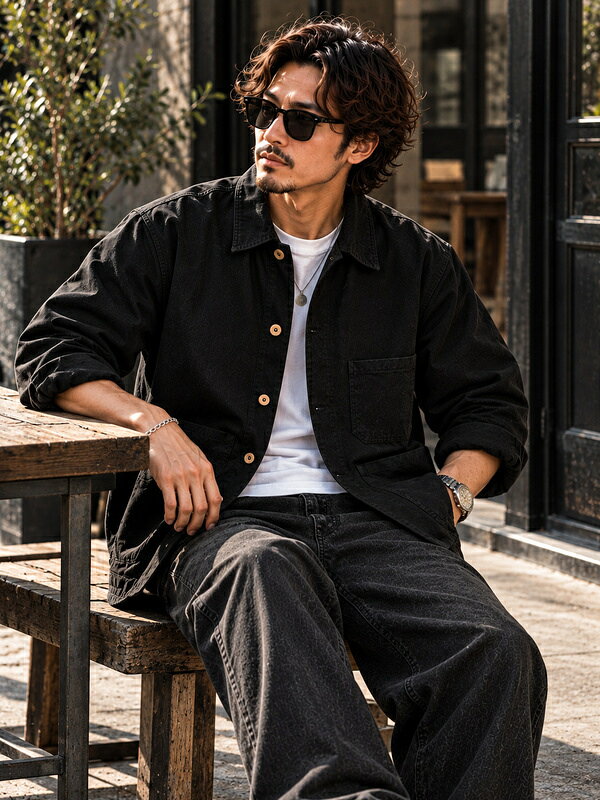 フルカウント　カバーオール　38 アメカジ　バイカー　日本製 FULLCOUNT フルカウント デニム カバーオール Denim Chore Jacket