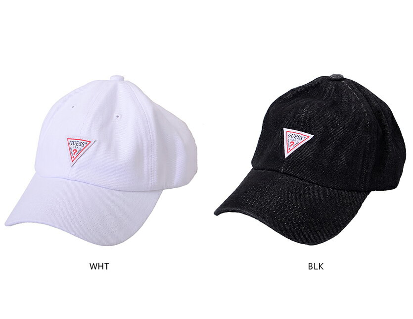 Guess ゲス キャップ レディース メンズ ユニセックス おしゃれ かわいい ブランド Gs Denim Low Cap デニム ローキャップ 6パネル 帽子 白 黒 トライアングル ロゴ 定番 海 川 ドライブ リンクコーデ ペア 100 115 404