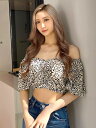 【在庫処分】GYDA ジェイダ レオパードコルセット オフショルブラウス おしゃれ かわいい ワイヤー入り オフショル ラグランスリーブ レオパードブラウスシリ...