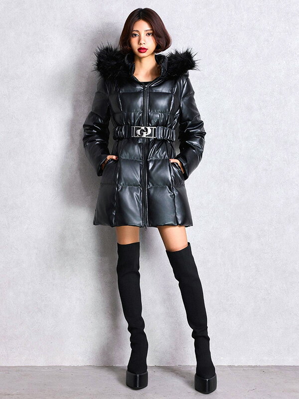 GYDA ジェイダ ダウン ロング ブランド 合皮 オリジナルロゴ ロング