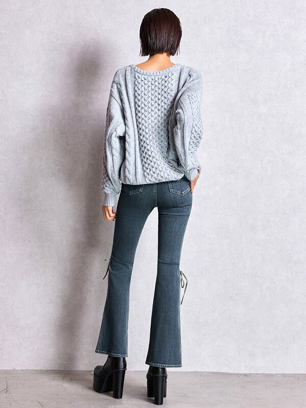 GYDA ジェイダ デニム パンツ ハイウエスト LEG 2WAY ECO FUR サイド