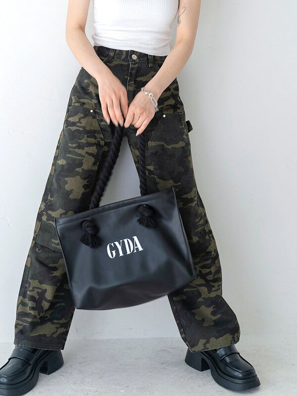 GYDA ジェイダ フェイク レザー トート バッグ ショッパー風 ロープ