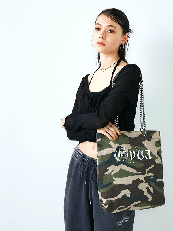 GYDA ジェイダ トートバッグ チェーン タテ型 フェイクレザー ブラック