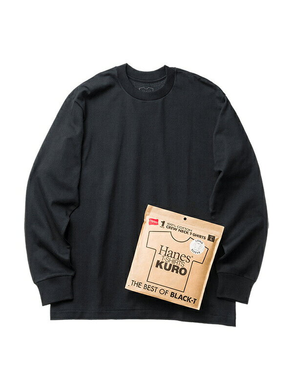 Hanes KURO ヘインズ クロ Tシャツ 長袖 黒T 綿100% 無地 スポーツ