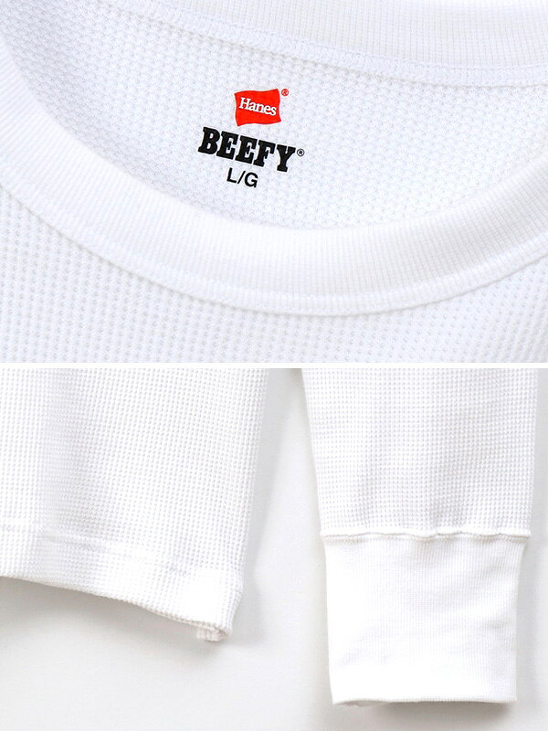 Hanes BEEFY ヘインズ Tシャツ 長袖 ビーフィー ロンT ワッフル