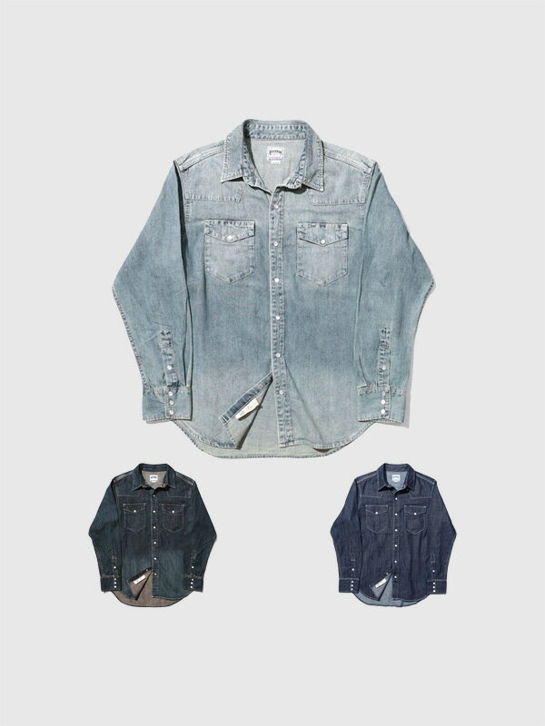 HOUSTON ヒューストン デニム シャツ メンズ レディース シンプル おしゃれ かっこいい 定番 USA COTTON DENIM WESTERN SHI...