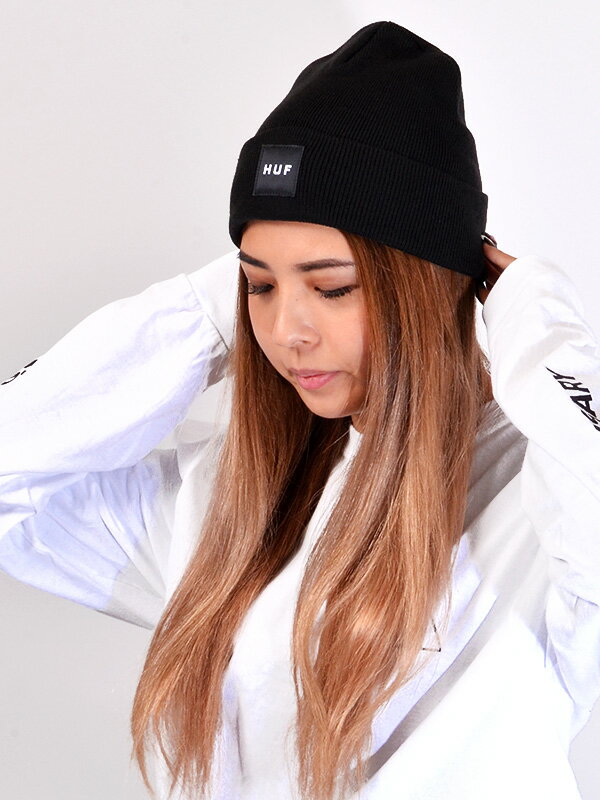 【ゆうメール便送料無料】HUF ビーニー ハフ キャップ メンズ レディース ユニセックス 帽子 ニット帽 ブランド おしゃれ かわいい 無地 シンプル BOX LOGO BEANIE ボックスロゴ ニットキャップ ワッチ ビーニーキャップ ストリート ダンス リンクコーデ BN00090-B