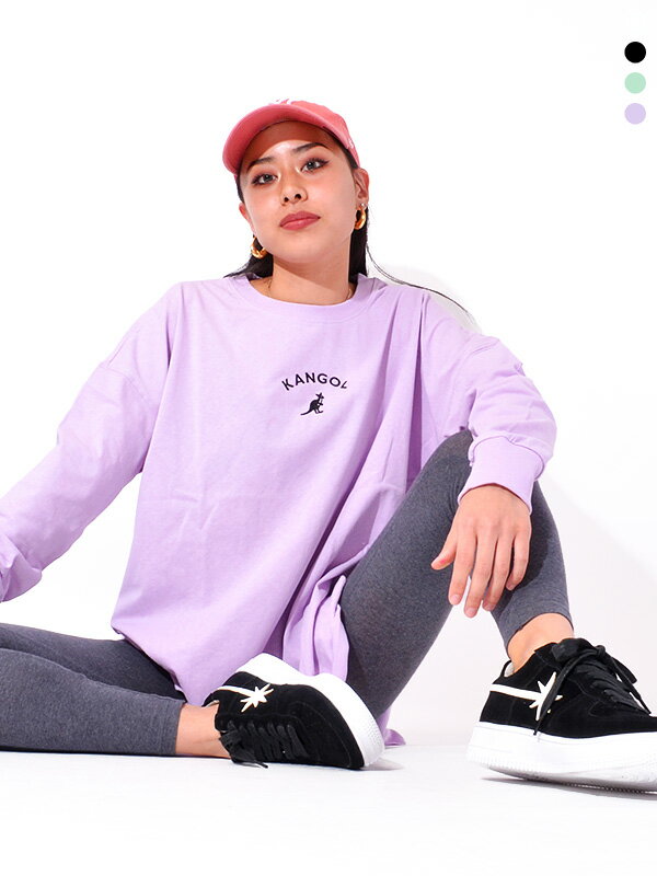 【メール便送料無料】KANGOL カンゴール Tシャツ レディース 長袖 おしゃれ ブランド 大きいサイズ ビッグシルエット ゆったり ロング丈 ラウンド ドロップショルダー ワイド ロゴ スポーツ カジュアル ダンス Y5120N こどもの日 ギフト プレゼント