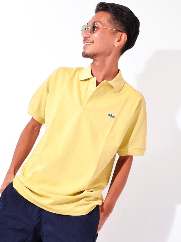 新品 LACOSTE ポロシャツL1212 蛍光黄緑 文字ワニ サイズ5 LACOSTE（ラコステ） 80's 90's 大沢商会 CHEMISE LACOSTE ポロシャツ