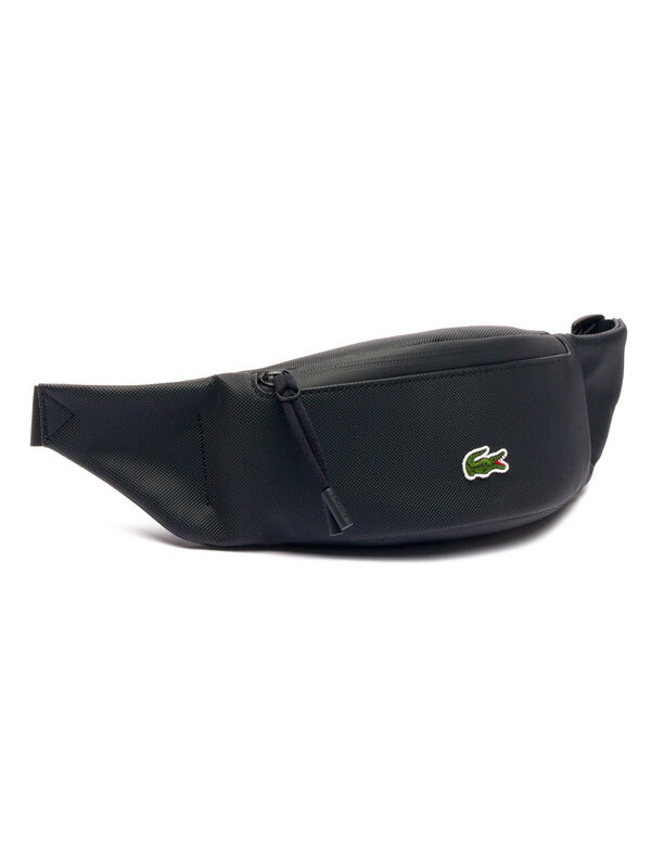 【新品同様】ラコステ ウエストバッグ レザー ブラック ラコステ LACOSTE SOFT MATEフルグレインレザーウエストバッグ