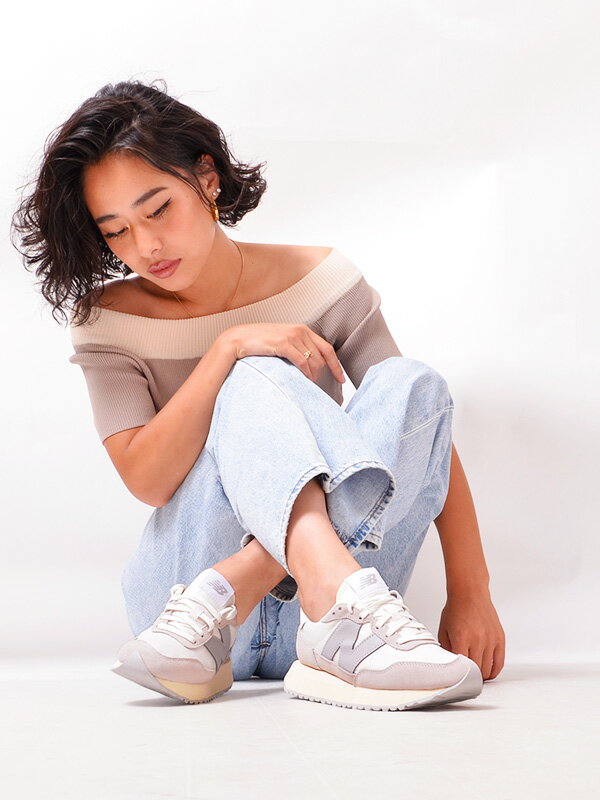 New Balance ニューバランス スニーカー レディース 白 グレー 237 新作 おしゃれ かわいい ブランド シンプル 歩きやすい ビッグNロゴ コアカラー スエード ナイロンアッパー カジュアル スポーツ ランニング ペア リンクコーデ WS237 JA1 JB1