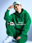 NEW ERA ニューエラ 山本舞香 Maika Yamamoto コラボ パーカー レディース おしゃれ かわいい シンプル ショート丈 プルオーバー プルパーカー ショート丈 プルオーバーフーディー 裏毛 ブラック ホワイト ケリーグリーン 13526831-2-3 母の日 ギフト プレゼント