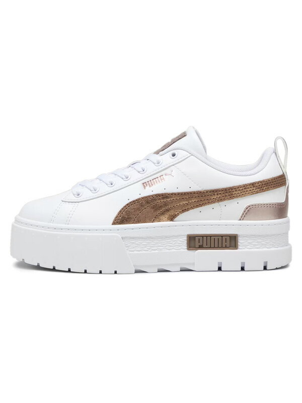 PUMA プーマ ウィメンズ メイズ グラム スニーカー レディース 白 厚底 おしゃれ かわいい シンプル ウィメンズ メイズ 白 メタリック加工 スウェード 393068 PUMA プーマ ウィメンズ メイズ グラム スニーカー レディース 白 厚底