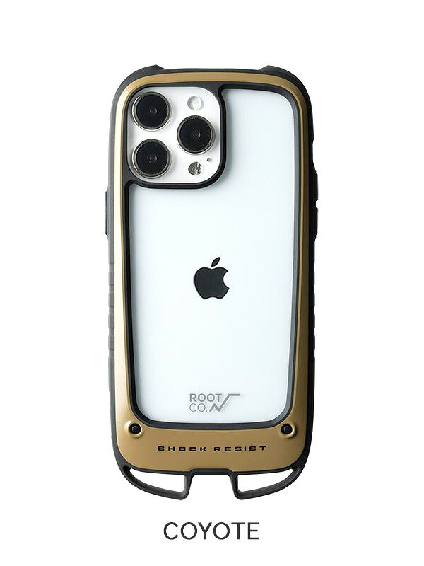ROOT CO ルートコー iPhone14 14pro ケース おしゃれ シンプル かわいい アイフォン14シリーズ Shock Resist  Case +Hold 軽量 バンパータイプ カラビナループ ストラップホール ギア アウトドア キャンプ 登山 ミリタリー 衝撃 耐衝撃 携帯ケース  カバー GSH-4324 GSH-4325