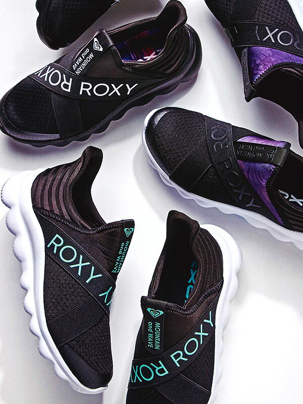 ROXY ロキシー スニーカー レディース 厚底 黒 おしゃれ かわいい ブランド スポーツ ON THE MOVE 4 人気シリーズ JAPAN WOMEN’S FITラスト 靴 スリッポン 軽量 ジョギング ジム トレーニング ダンス カジュアル RFT214301