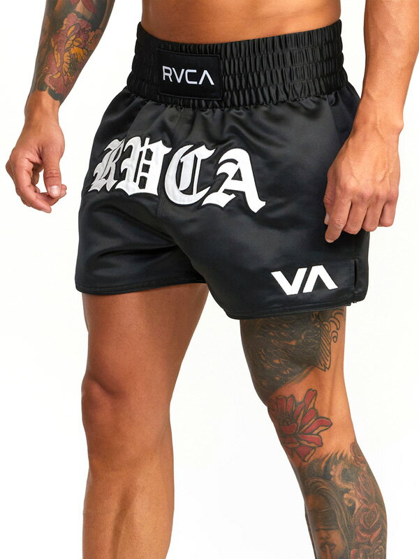 RVCA ルーカ パンツ ショートパンツ メンズ レディース ジム トレーニング ボクシング 総合 キックボクシング ムエタイ ハーフパンツ  ムエタイトランクス MUAY THAI MOD SHORT 15 スポーツウェア キックパンツ RVCA VA ロゴ ルカ 刺繍 BD04-1619