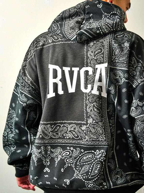 【在庫処分】RVCA ルーカ スウェット セットアップ パーカー パンツ メンズ レディース 大きいサイズ 春 おしゃれ 上下 プルパーカー  スウェットパンツ ユニセックス 裏起毛 PATCHWORK BANDANA SWEAT PANTS バンダナ ペイズリー ビッグルカ ストリート