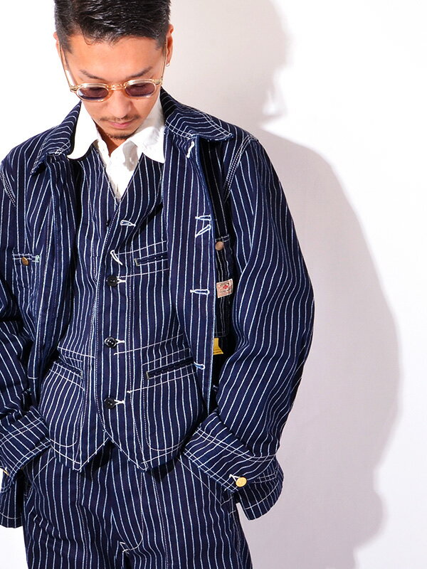 SUGAR CANE シュガーケーン ジャケット メンズ レディース カジュアル ワーク コート WABASH STRIPE WORK COAT ウォバッシュ ストライプ ワークジャケット カバーオール シャツジャケット 首振りボタン ワークウェア SC14372 父の日 ギフト プレゼント