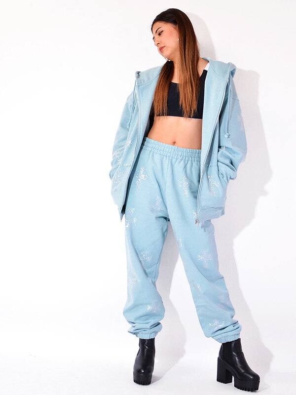 Unknown アンノウン スウェットパンツ パンツ レディース メンズ ユニセックス ブランド 綿100 ダンス おしゃれ かわいい Rhinestone Jogger ラインストーン ジョガーパンツ Unknown London クロス ロゴ Cross R Jogger バレンタインデー ギフト プレゼント ラッピング