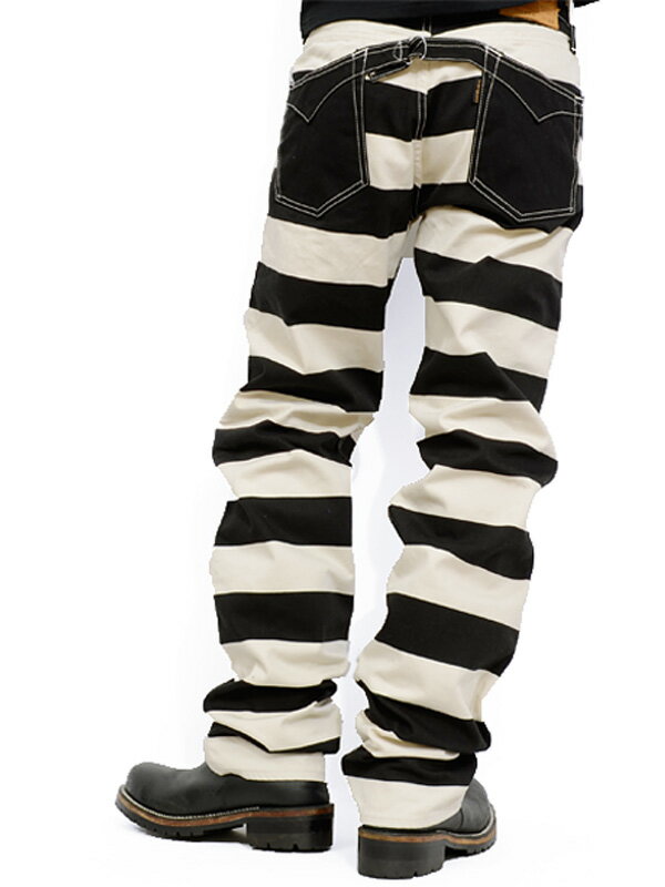スノーブルー for BADBOYS! VANSON 囚人ボーダーパンツ 30インチ