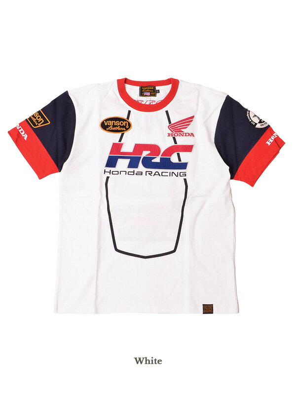 【在庫処分】VANSON HONDA バンソン ホンダ Tシャツ メンズ レディ—ス 半袖 大きいサイズ ホンダレーシング HRC レーシングTシャツ スター WINGマーク HRV-2405 vanson-3-1.jpg?ex=500x666