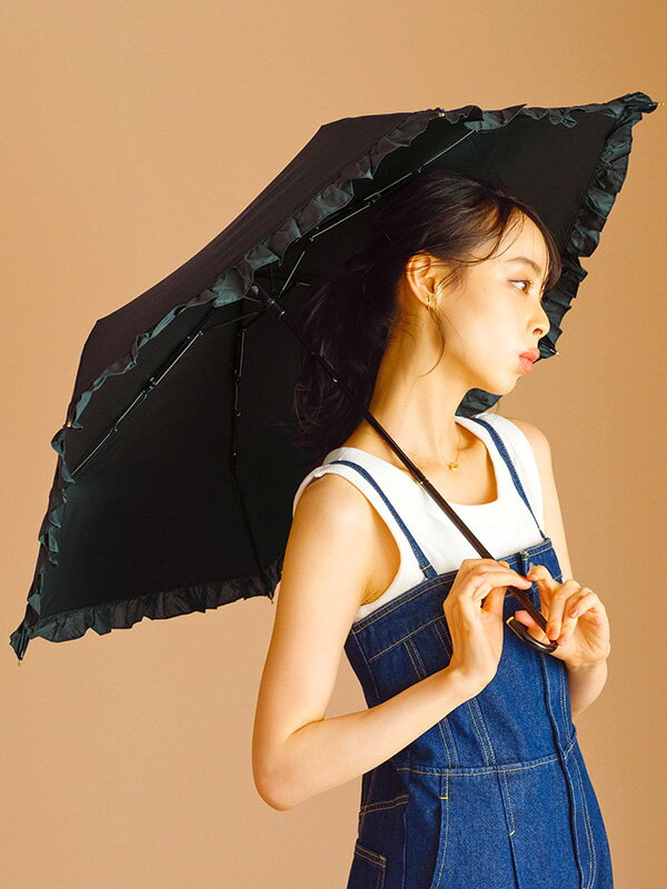 フルラ 日傘　晴雨兼用　遮熱遮光　折りたたみ傘 傘 ブラック FURLA 晴雨兼用日傘 サテンスタッズ （ブラック） - ファッション通販