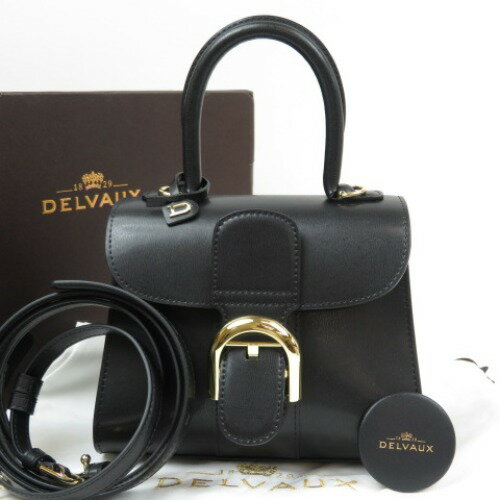 本物 未使用品 DELVAUX デルボー ブリヨンミニ 現行 2WAY ショルダーバッグ　高級 ハンドバッグ レザー ブラック レディース【中古】のサムネイル