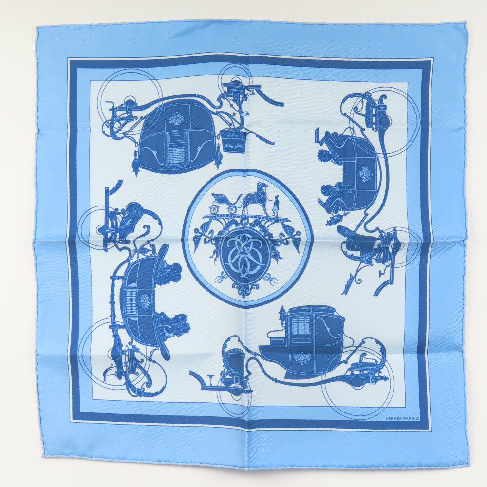 エルメス ミニカレ40 EX-LIBRIS エクスリブリス スカーフ シルク ブルー レディース【中古】未使用品 本物 HERMESのサムネイル
