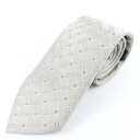 ルイヴィトン 編み込み柄 ビジネス Yシャツ スーツ シルク100% ネクタイ シルク グレー【中古】綺麗 本物 LOUIS VUITTON