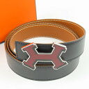 エルメス ストリートH リバーシブル #110 ベルト ボックスカーフ/トゴ ブラック □I刻印 メンズ【中古】新品同様美品 本物 HERMES