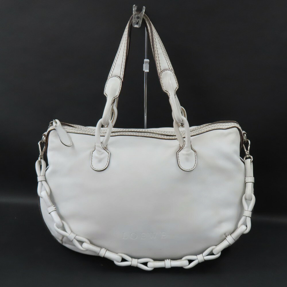 乐天商城 - ロエベ フィエスタ 2WAY ショルダーバッグ ハンドバッグ レザー ホワイト レディース【中古】 本物 LOEWE