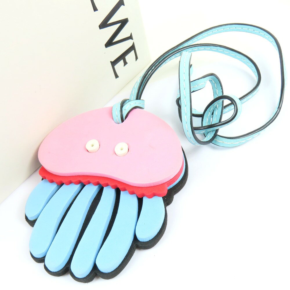 ロエベ ジェリーフィッシュ クラゲ バッグチャーム キーホルダー レザー/プラスチック ピンク【中古】極美品 本物 LOEWE